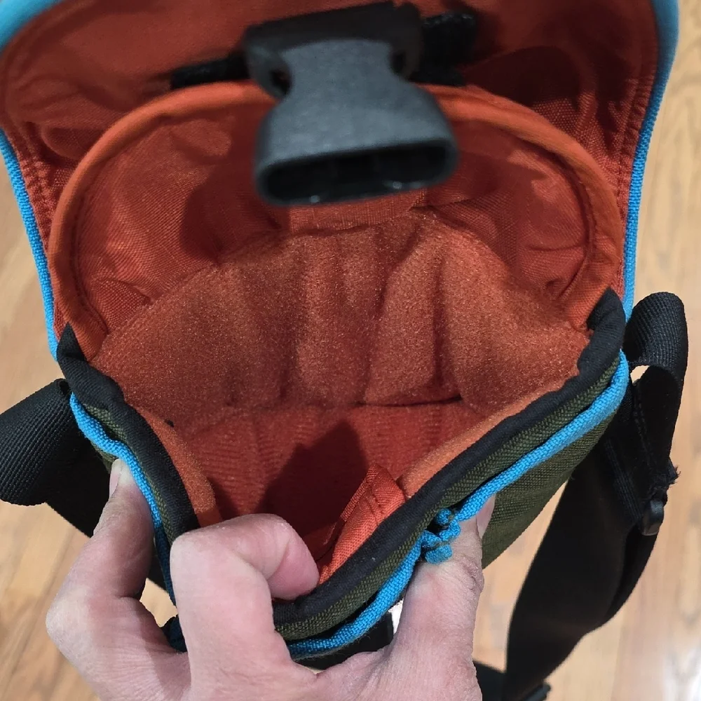 Crumpler Olive Green Compact Shoulder Bag with Blue Trim